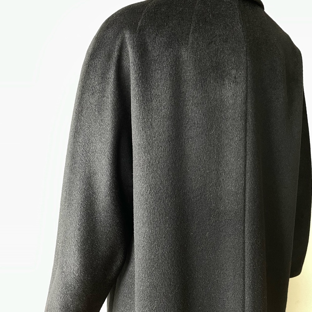 Vintage Seymour Fox Black Wool & Cashmere Bow Accent Button Coat - Picture 5 of 16